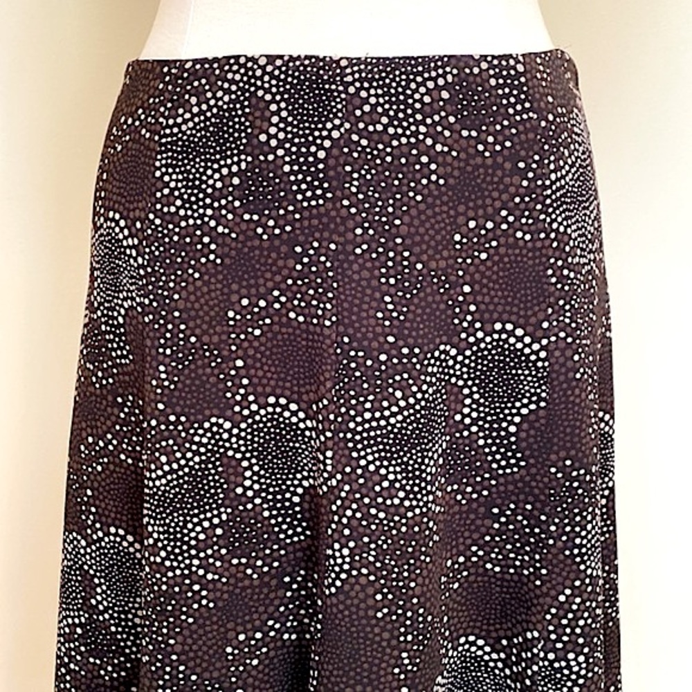 Geoffrey Beene Sport Black Brown Cream Dots 6 Career Parisian Chic Flare Skirt - Picture 2 of 8